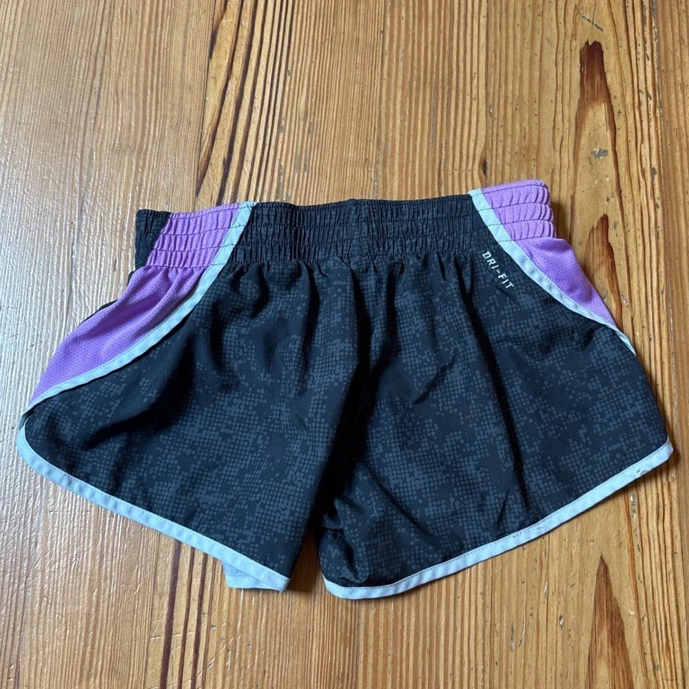 Nike Dri-FIT Running Shorts Girls Black Purple Dot Athletic SIZE Medium